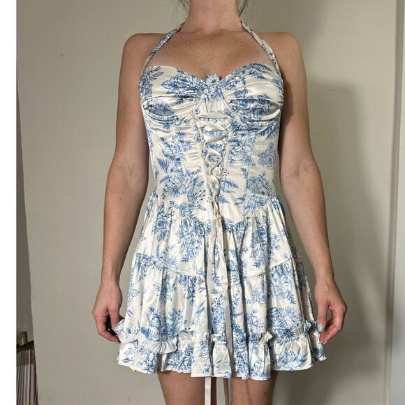Sugar Thrillz Holding Court Mini Dress Blue Size Medium NWT - Picture 6 of 9